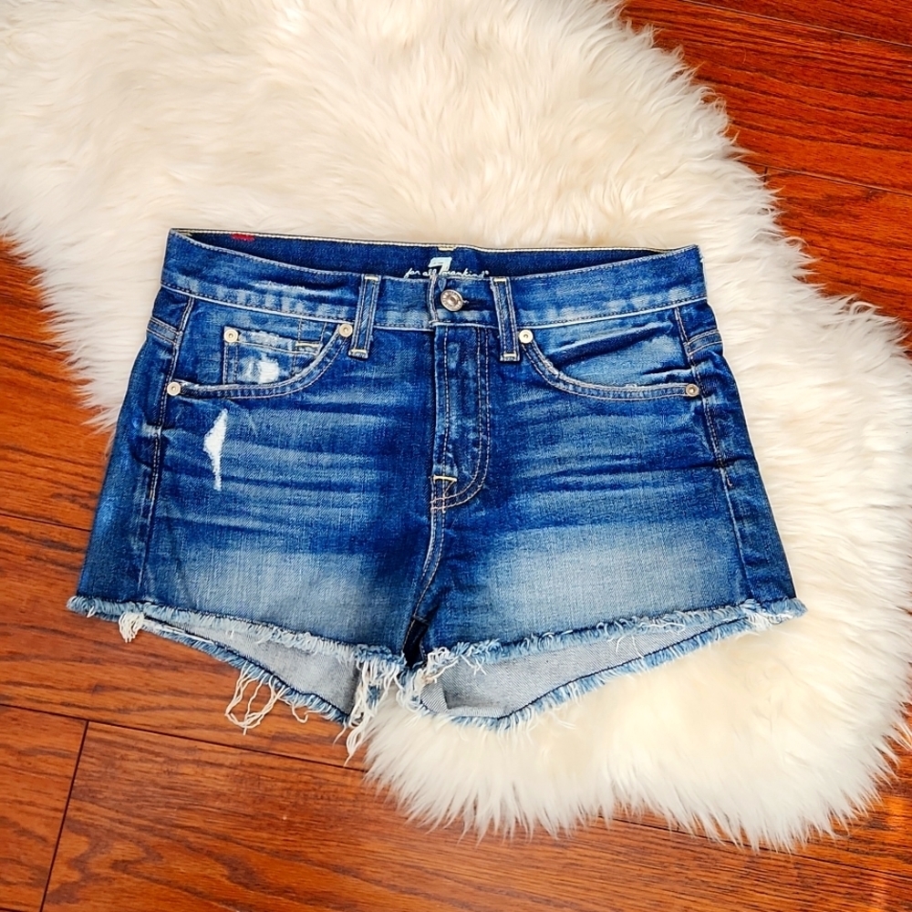 7 for All  Mankind Distressed Jean Shorts